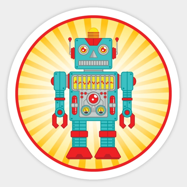 Tin Toy Robot Sticker by ArtistXero